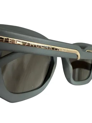 Stella McCartney Gray Square Frame Mirrored Lens Sunglasses Gold Trim Women's thumbnail 10