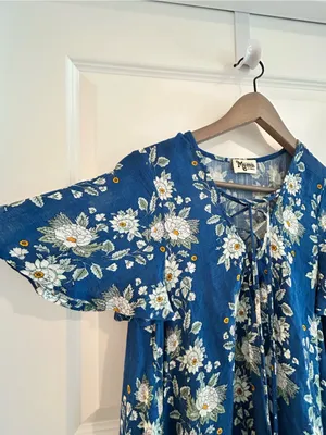 Show Me Your Mumu Rancho Vista Tunic Dress Blue White Size XS thumbnail 7