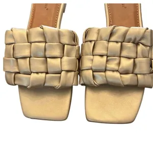 Pierre Dumas‎ Women's Gold Braided Slide Sandals Size 7.5 Casual Summer thumbnail 2