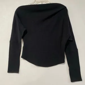 We The Free Black Waffle Knit Long Sleeve Crop Top Size Small Boho thumbnail 2