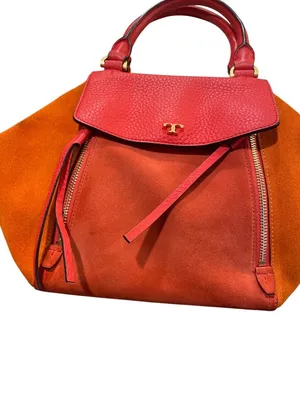 Tory Burch wms red orange suede leather tassled crossbody handbag SKU 10-229 thumbnail 4