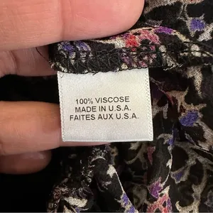Misa Los Angeles Vera Floral Long-Sleeve Ruffle Blouse‎ Black Size Small thumbnail 11