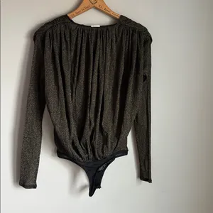 NEW Abercrombie & Fitch Long-Sleeve Draped Deep-V Bodysuit Small thumbnail 3