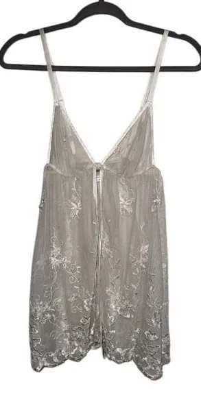 Frederick's of Hollywood Sheer Mesh Embroidered‎ Babydoll Lingerie Y2K Coquette thumbnail 1