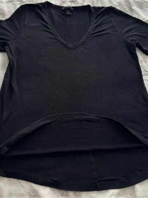 Banana Republic Black 100% linen Short-Sleeve V-Neck Knit t-shirt, size XS thumbnail 10