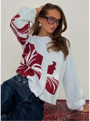 Princess Polly Jalen Floral Knit Cardigan Sweater thumbnail 1