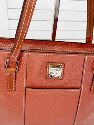 Dooney & Bourke Lexington Small Shopper Tote Bag Pebble Leather Carmel Brown thumbnail 7