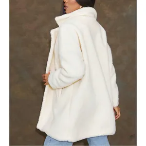 Pretty Little Thing Faux Sherpa Double Breasted Teddy Coat Cream 10 Borg‎ Lapel thumbnail 6