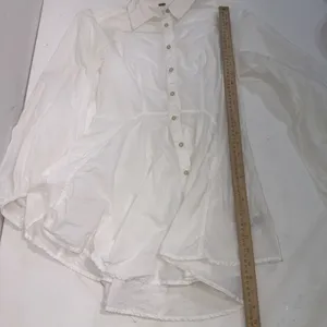 FREE PEOPLE White All The Time Tunic Peplum Button Up Boho Cottagecore Shirt XS‎ thumbnail 15
