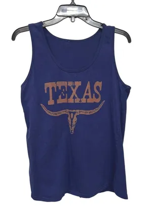 Texas Longhorn Graphic Tank Top Navy Blue Sleeveless Western Women's Est. Small thumbnail 1