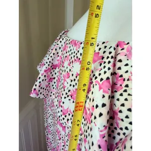 ELOQUII Floral Ruffle High-Low Maxi Dress Pink White Black Size 14 thumbnail 6