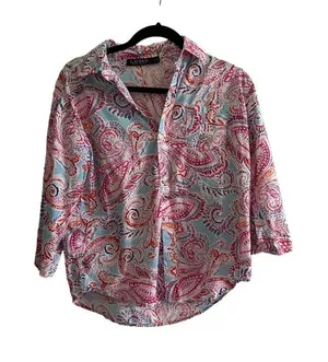 Lauren Ralph Lauren Paisley Pajama Top S thumbnail 1