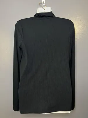 Madewell Shirt Womens Medium Black Ribbed Turtleneck Long Sleeve Stretch Top thumbnail 5