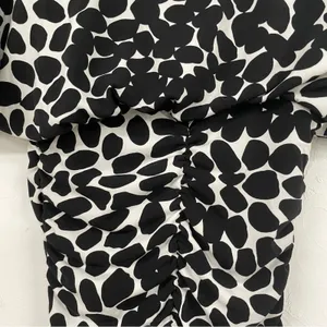 Cache Black White Spotted Ruched Draped Bodycon Mini Dress Womens 2 Vintage 90s thumbnail 9
