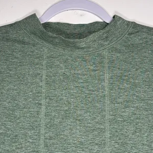 Z by Zella Womens‎ Medium Green Heathered Cropped Mock Neck Pullover Long Sleeve thumbnail 9