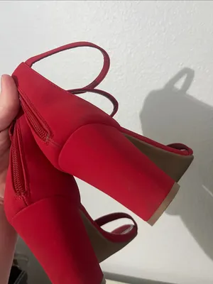 Top Moda Women’s Chunky Heels Red Strappy Size 7.5 thumbnail 13
