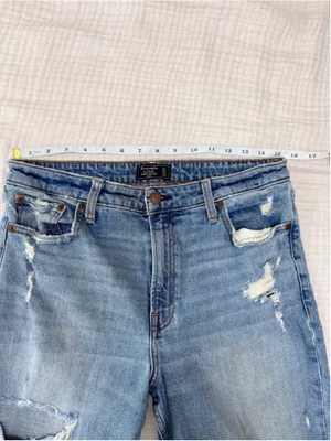 Women's Abercrombie & Fitch Blue High Rise Slim Jeans Size 31 thumbnail 7