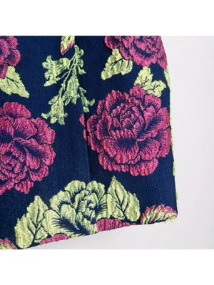 NWT NBD Embroidered Floral Mini Dress S Navy Blue Pink Green Lace Up Bodycon thumbnail 7