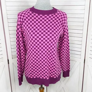 Future Collective Check Pullover Sweater Pink‎ Purple Small Pink thumbnail 2
