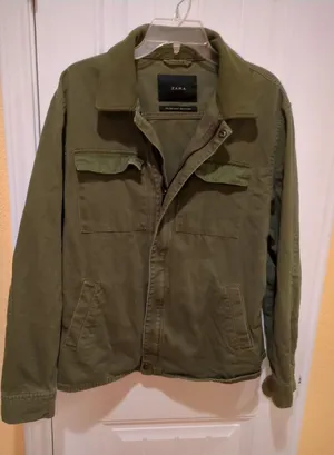 Zara Green Military Style Jacket Size L thumbnail 1