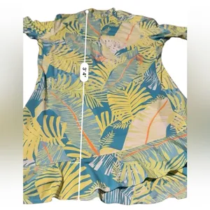 Tail Green & Blue Tropical‎ Palm Tree Print Short Sleeve Activewear Dress Sz XL thumbnail 8