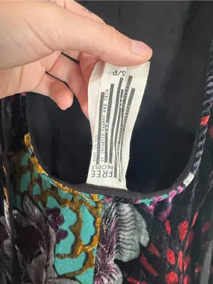 Free People Black Multicolor Velvet Floral Dress thumbnail 3