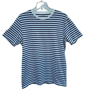 Uniqlo Y2K M Stripes T Shirt Short Sleeve Top Formal Casual Streetwear 100% thumbnail 1