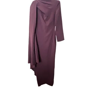 SOLACE LONDON Plum Purple Lydia One-Sleeve Cape Effect Cady Maxi Dress US 4 thumbnail 7