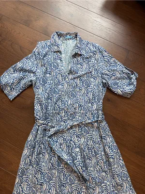 J. McLaughlin Women’s Blue Paisley Shirt Dress - Size Medium - C4-122 thumbnail 3