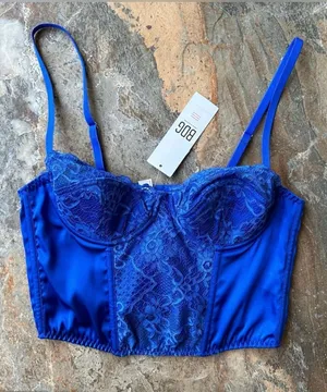 BDG Urban Outfitters Lace and Satin Corset Crop Top NWT Size Medium Royal Blue thumbnail 1