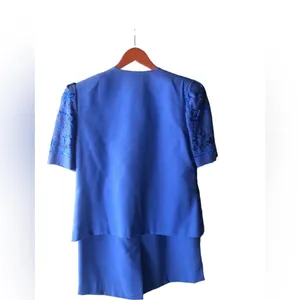 Vintage 80s -90s Chelsea LTD Royal blueblouse skirt set church dress thumbnail 12