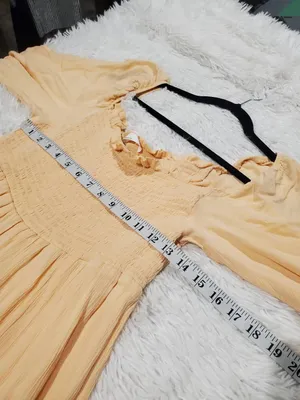 Oak + Fort Smocked Midi Dress in Apricot Large thumbnail 4