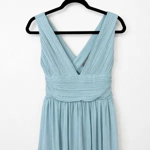 NEW Lulus Leora Light Blue Plunging Chiffon Pleated Tiered Maxi Dress Small thumbnail 7