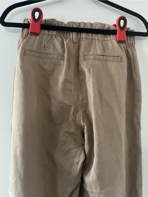 Gap Tan Khaki Wide Leg Pants 2 High Rise Elastic Waist Preppy Minimalist Coastal thumbnail 6