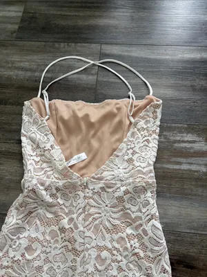 Lucy in the Sky White Beige Lace Backless Mini Dress Small thumbnail 5