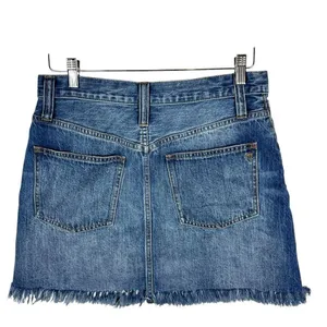 Madewell, New, Rigid Denim Straight Destructed Mini Jean Denim‎ Skirt, Size 28 thumbnail 2