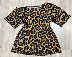 SHEIN Black and Camel Leopard Print Top Sizr M thumbnail 1