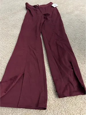 d23 office comfy Casual burgundy size medium pants split on front cute Red thumbnail 1