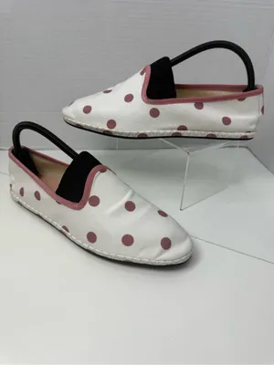J. Crew Cream Canvas Flats with Rose Polka Dots size 8.5 thumbnail 3
