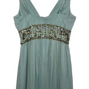 NWT Mandalay AQ Blue Silk Gold Beaded Embellished Mini Cocktail Party Dress Sz 6 thumbnail 9
