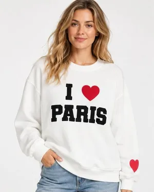 Liv & Lottie Womens Sweatshirt Sz M White Paris Graphic Oversized Crew Fleece thumbnail 1