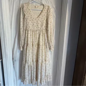 Altar'd State Prairie Dress Small Long Floral Smocked Tiered Cottagecore‎ Maxi thumbnail 2