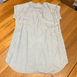 Aerie Women XL Light Wash Chambray Lace Up V-Neck Tunic Dress Lyocell Cap Sleeve thumbnail 4