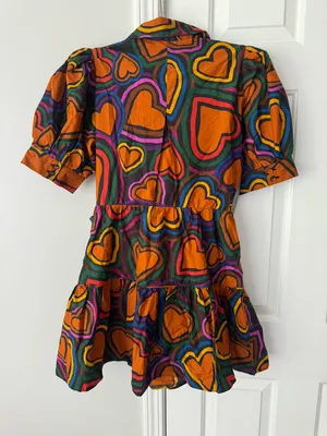 Farm Rio Heart Print Front-Bow Mini Dress, Size XS thumbnail 8