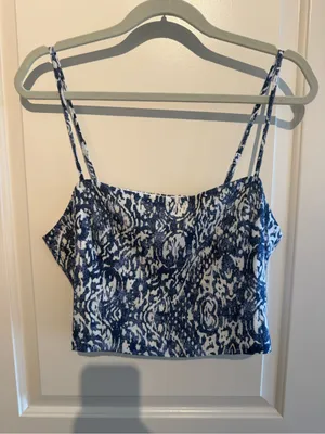 Abercrombie & Fitch Navy and White Printed Cami Crop Top thumbnail 2