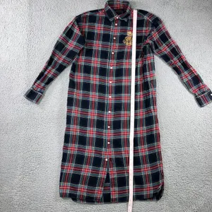 Polo Ralph Lauren Brushed Twill Ballet Sleep Shirt Women Small Plaid Crest‎ Logo thumbnail 7