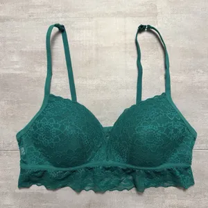 Victoria's Secret‎ PINK Green Lace Bralette Lightly Lined Stretch Size M EUC thumbnail 1