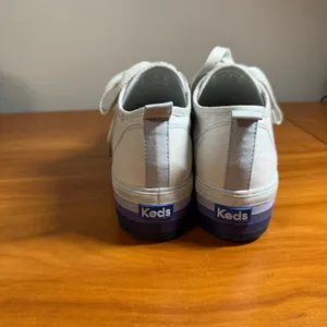 Keds Tripple Up Lace Up Platform Sneaker‎ Blue White Stripe Canvas Shoe W8 thumbnail 4