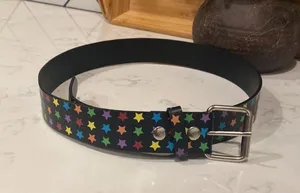Rainbow star bonded leather belt grunge animé punk NWOT unisex thumbnail 2