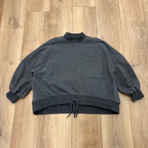 🌟NAP🌟 MOCK NECK SWEATSHIRT DRAWSTRING HEM GRAY SZ S thumbnail 3